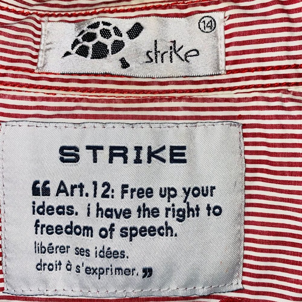 Strike Button Down Dragster Casual Dress Shirt Red Embroidery Patches - Picture 9 of 9
